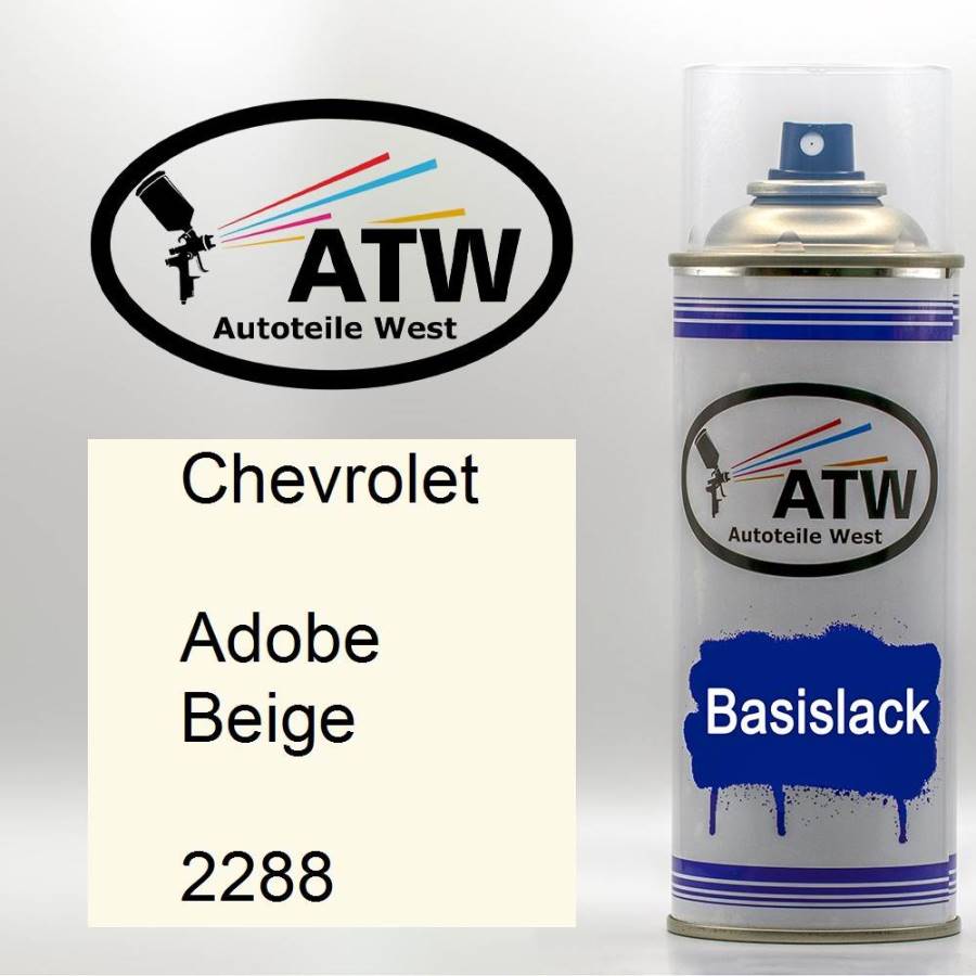 Chevrolet, Adobe Beige, 2288: 400ml Sprühdose, von ATW Autoteile West.